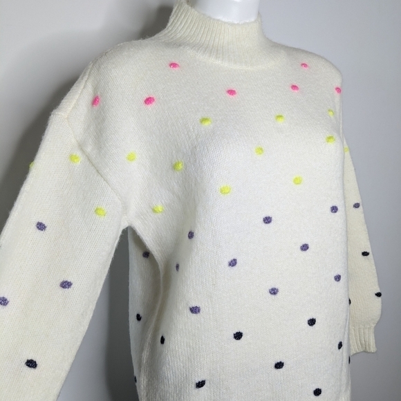 NWT LOFT white colorful polkadot mock neck sweater LP - Picture 3 of 8